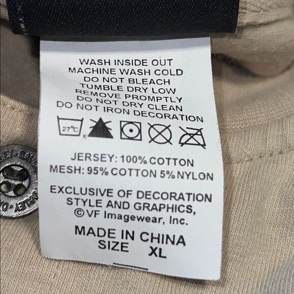 HARLEY-DAVIDSON Arkport, NY Khaki Cotton Henley T Shirt-XL - Picture 9 of 9